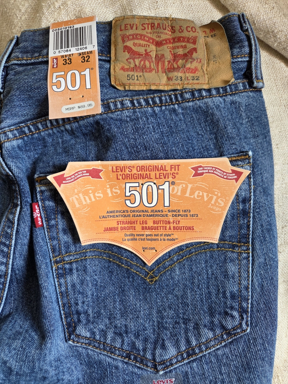 Levi's 501 Straight Men's Jeans in Classic Blue Denim